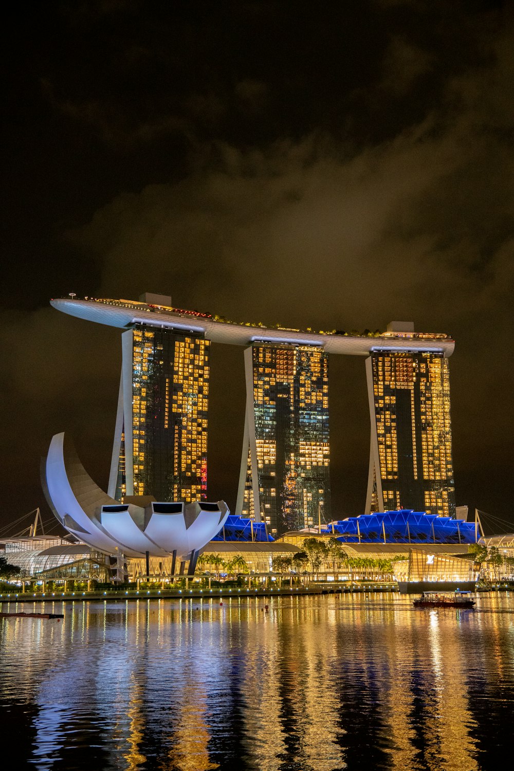 Marina Bay Sands with a large satellite dish