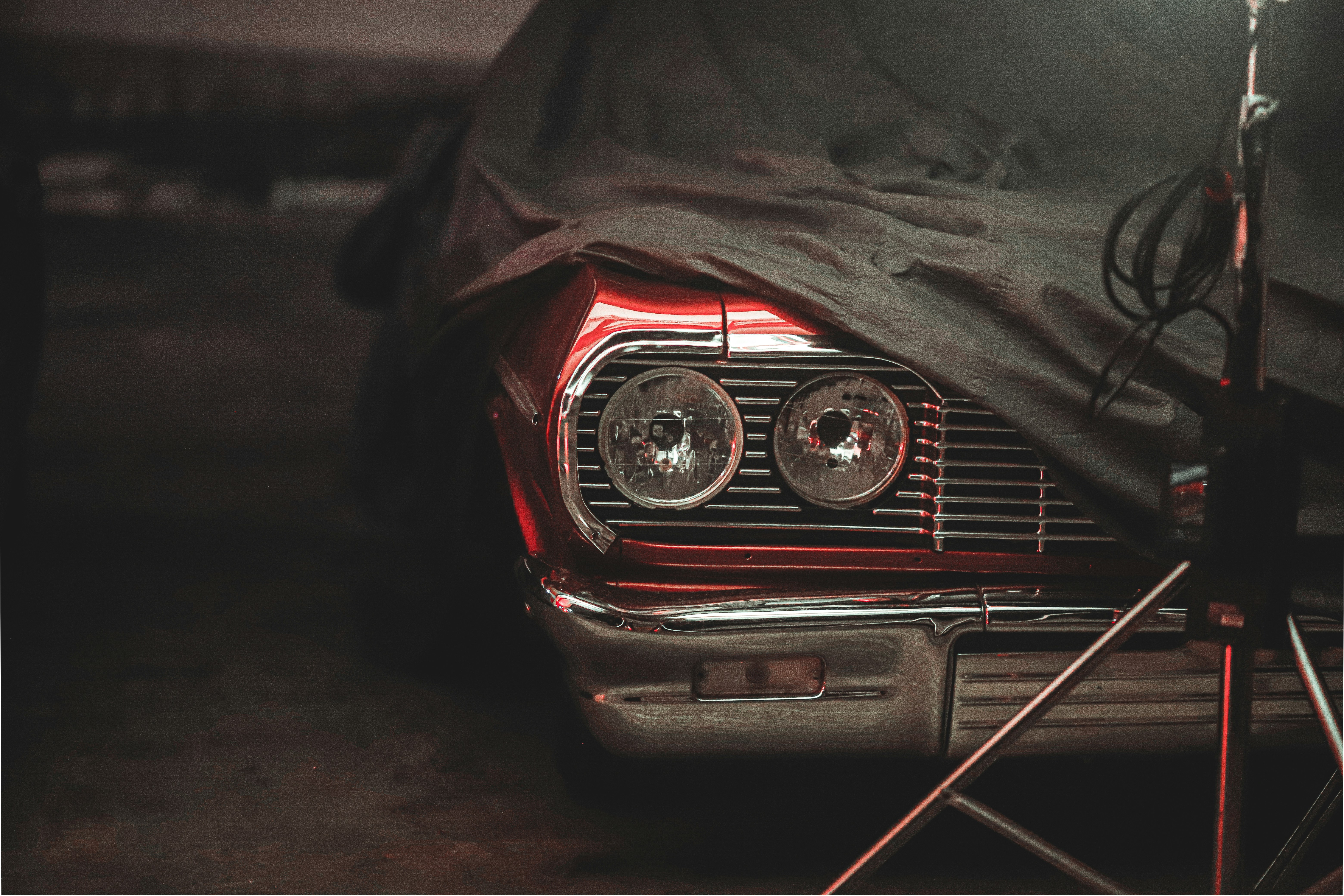 a car with its headlights on