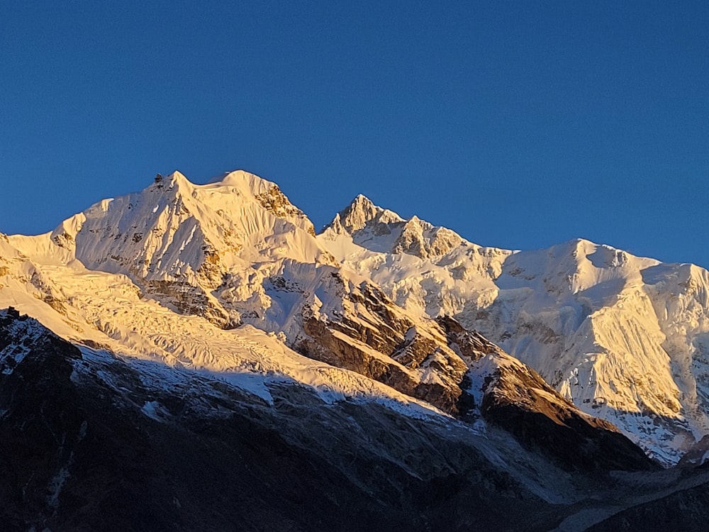 a mountain with snow