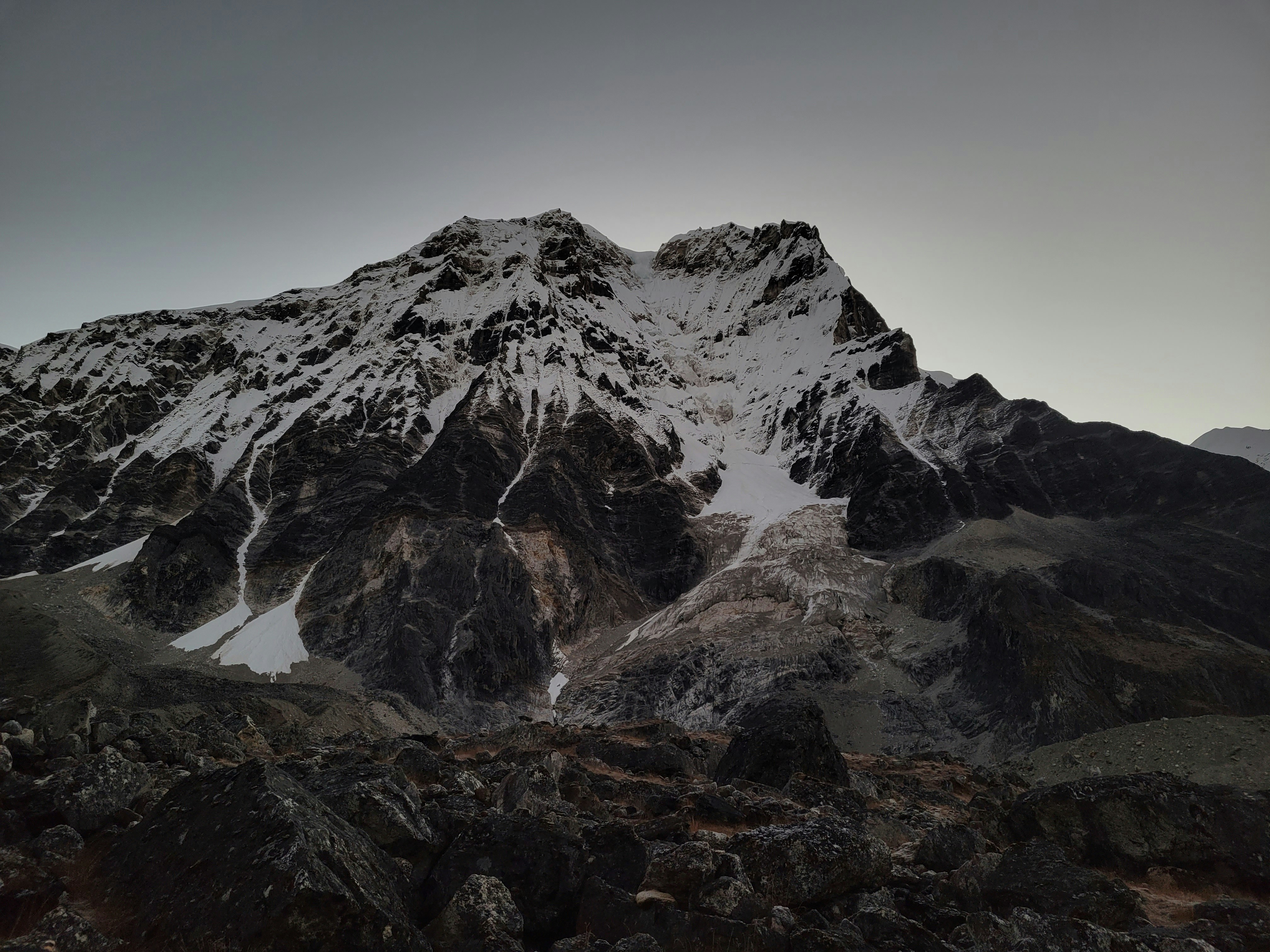 a mountain with snow