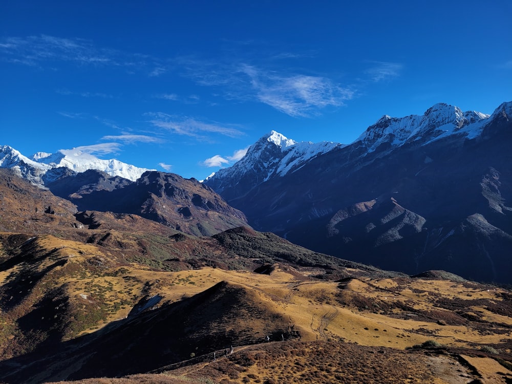 a mountain range with snow