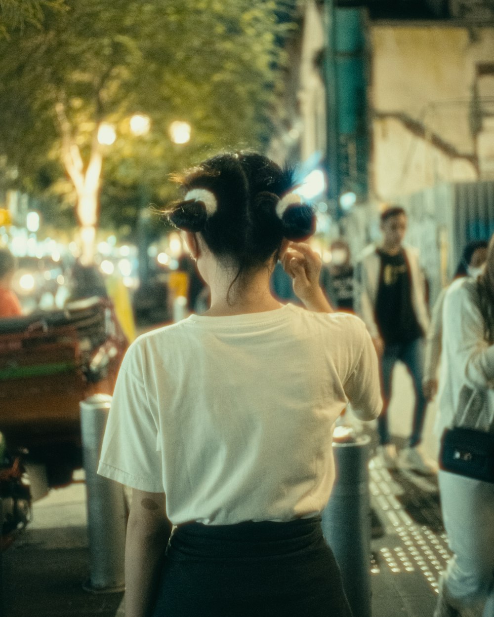 a woman with a white shirt