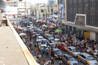a busy street full of people