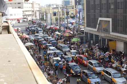 a busy street full of people