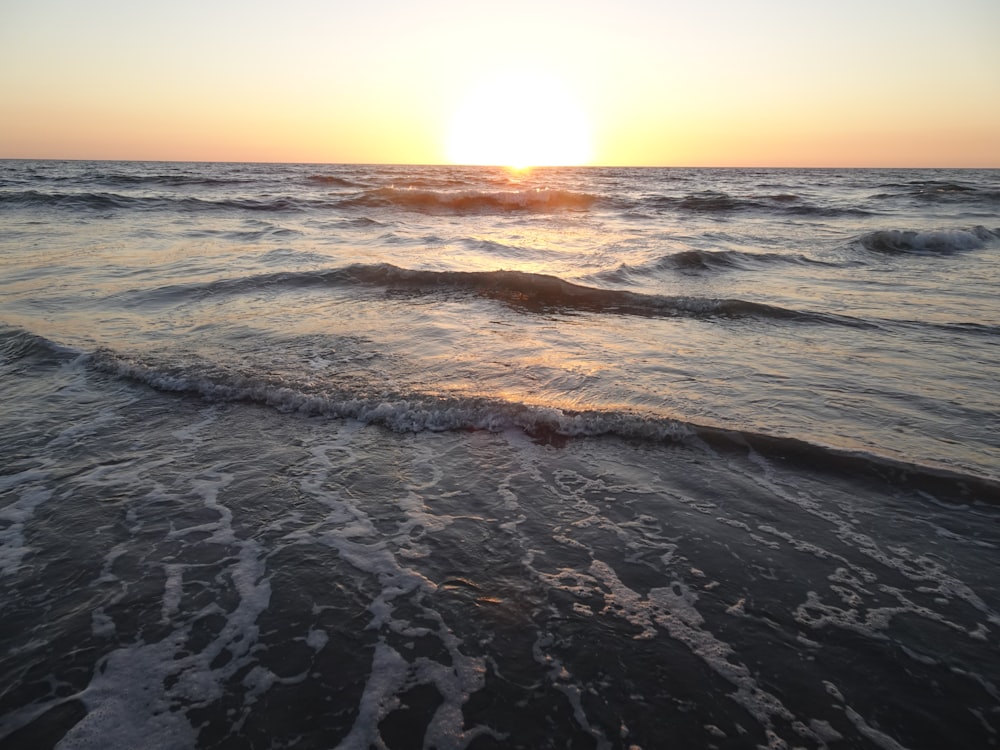 waves crashing on a beach