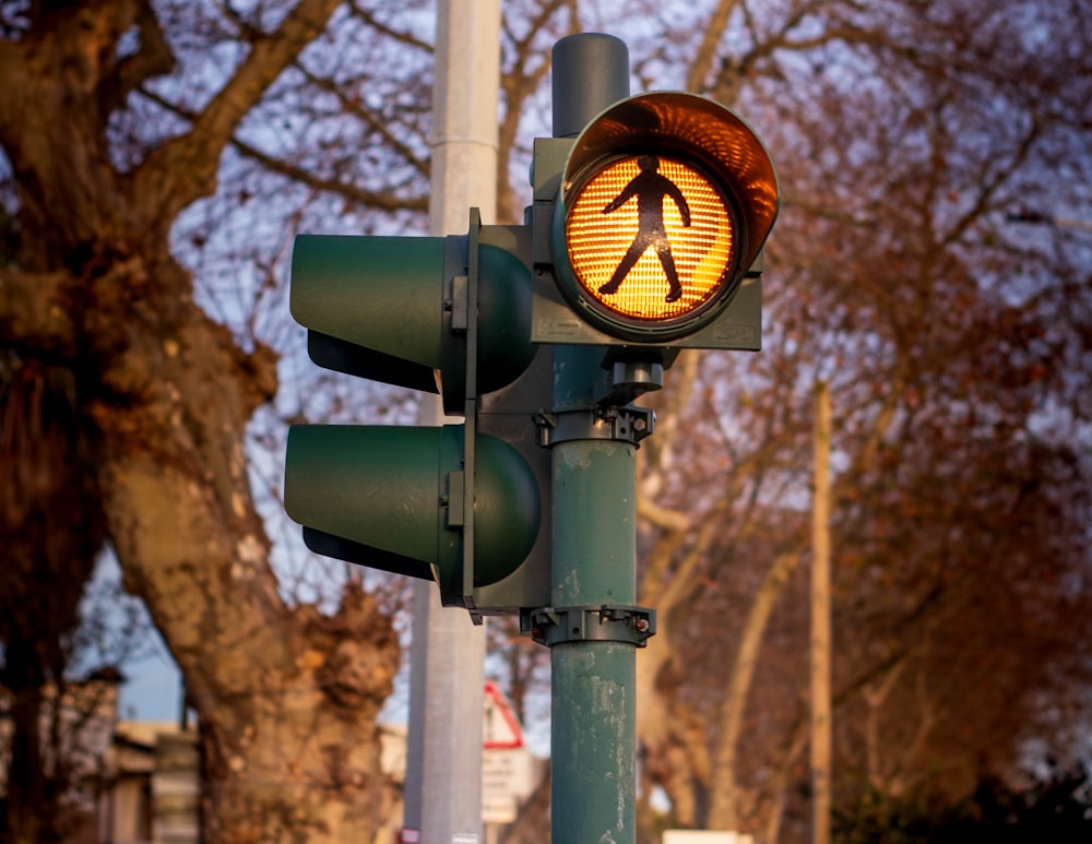 a traffic light showing yellow