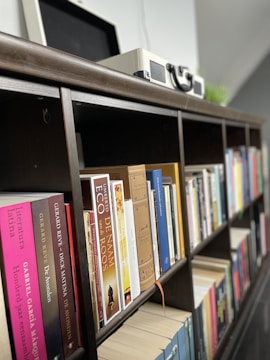 a shelf with books on it