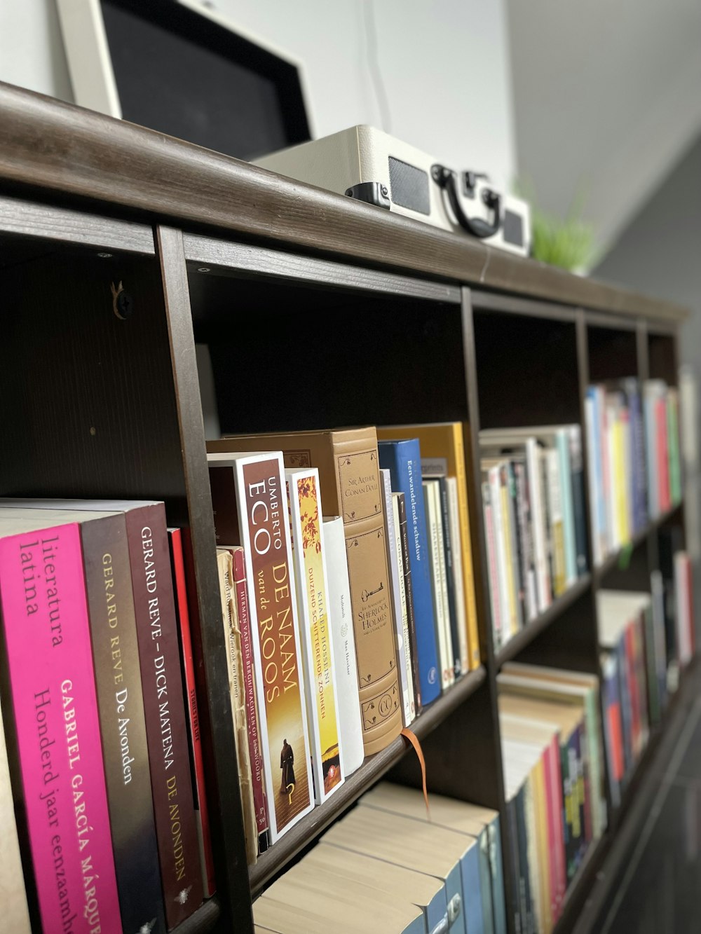 a shelf with books on it