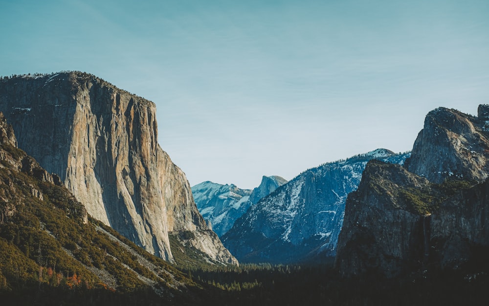 a mountain range with snow