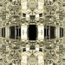 a group of gold and silver machines