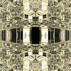 a group of gold and silver machines
