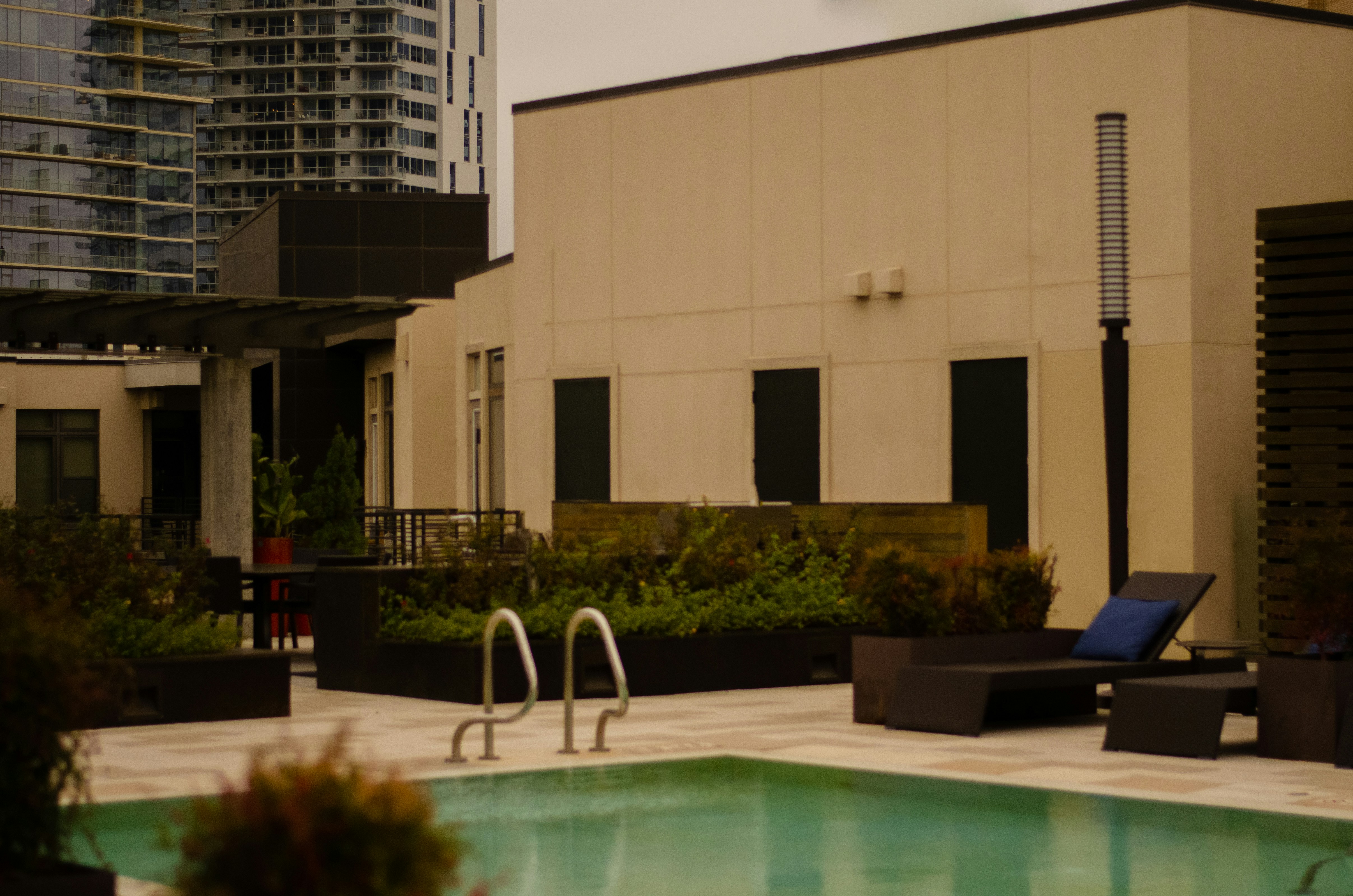 a pool in a backyard
