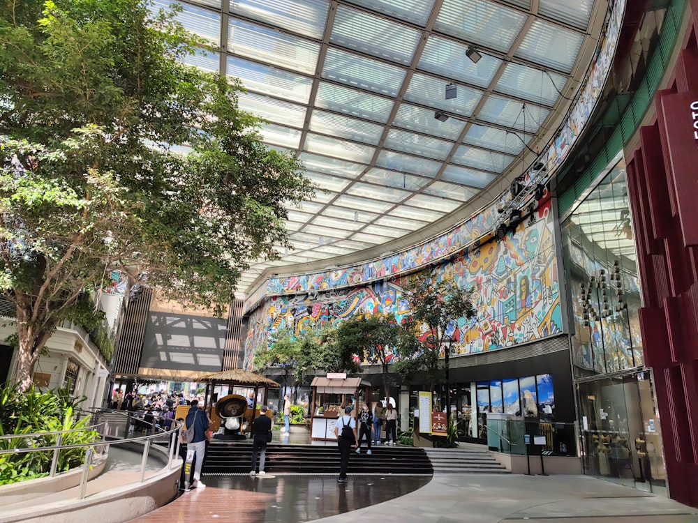 a building with a large glass ceiling