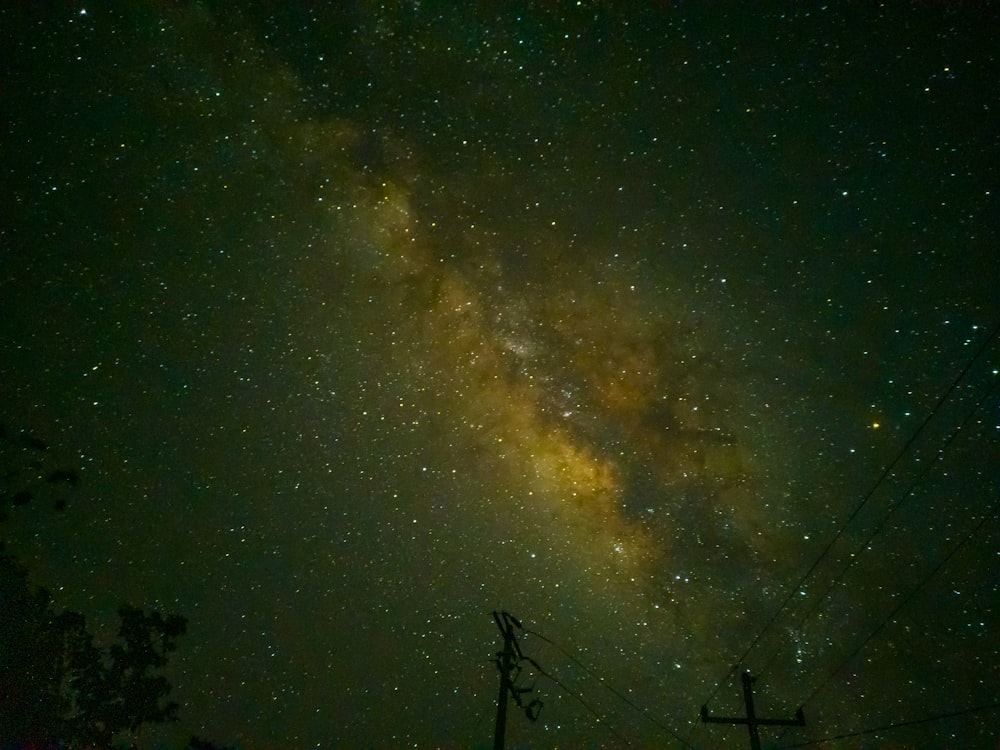 a starry night sky with a star filled sky