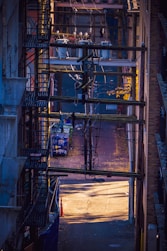 a large room with machinery