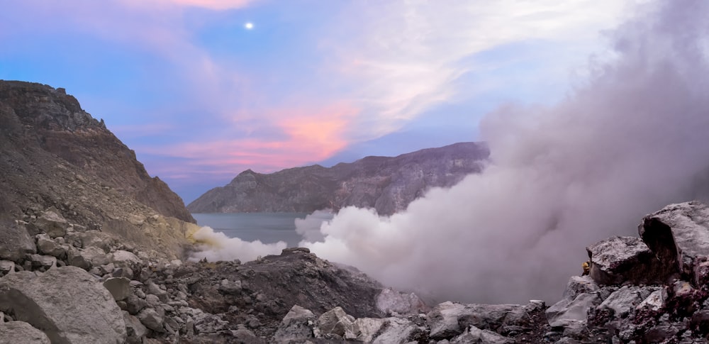 a rocky landscape with clouds