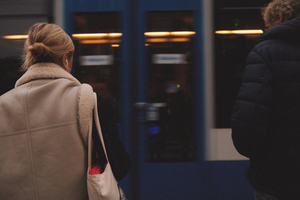 a person walking in a hallway