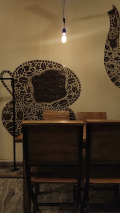 Cozy interior shot of the mg shake with warm lighting and modern decor.