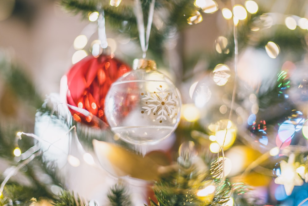 a couple of glass ornaments