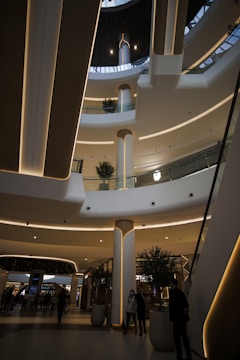 3D rendering of a retail interior showing furniture placement and lighting design.