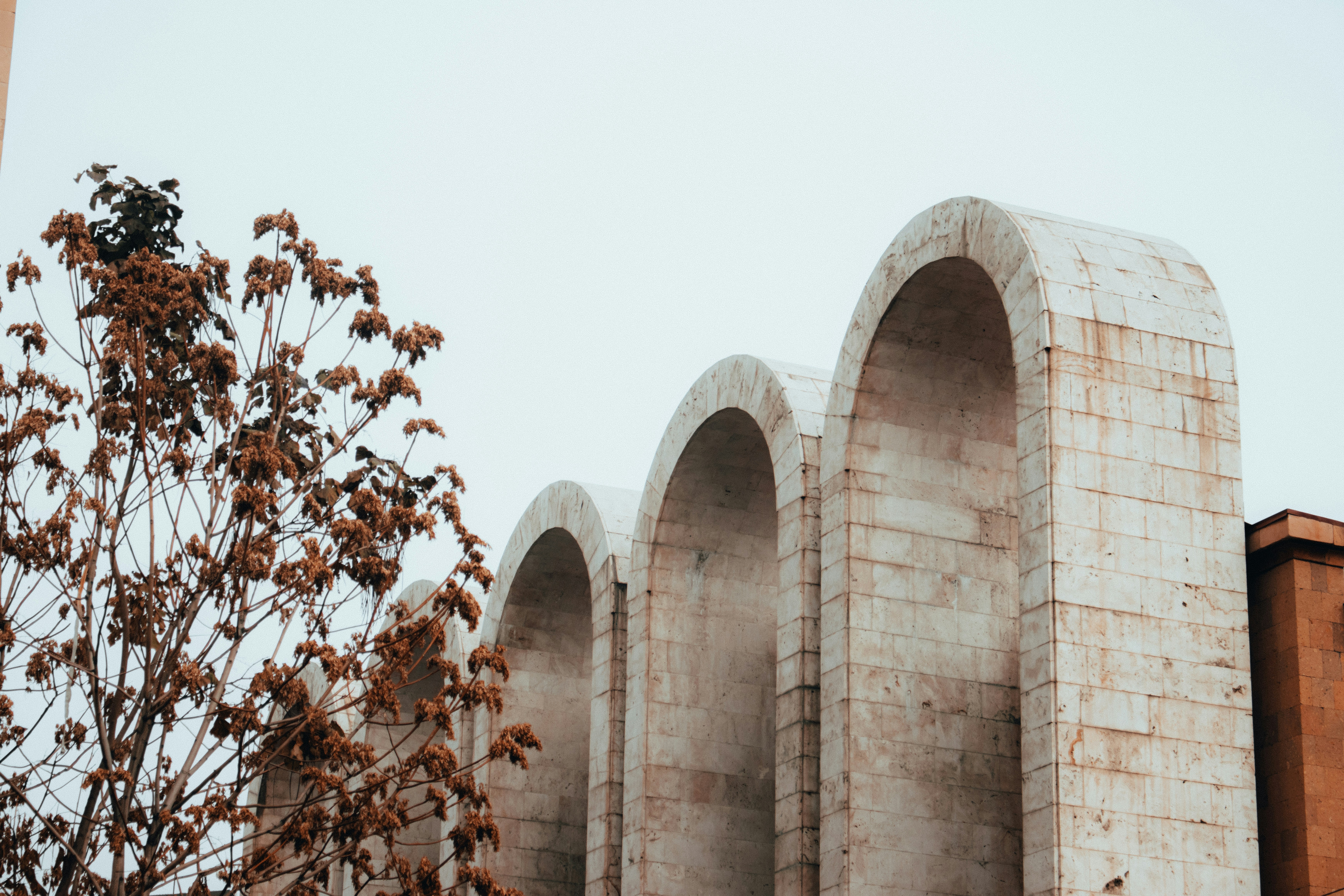 a group of stone archways