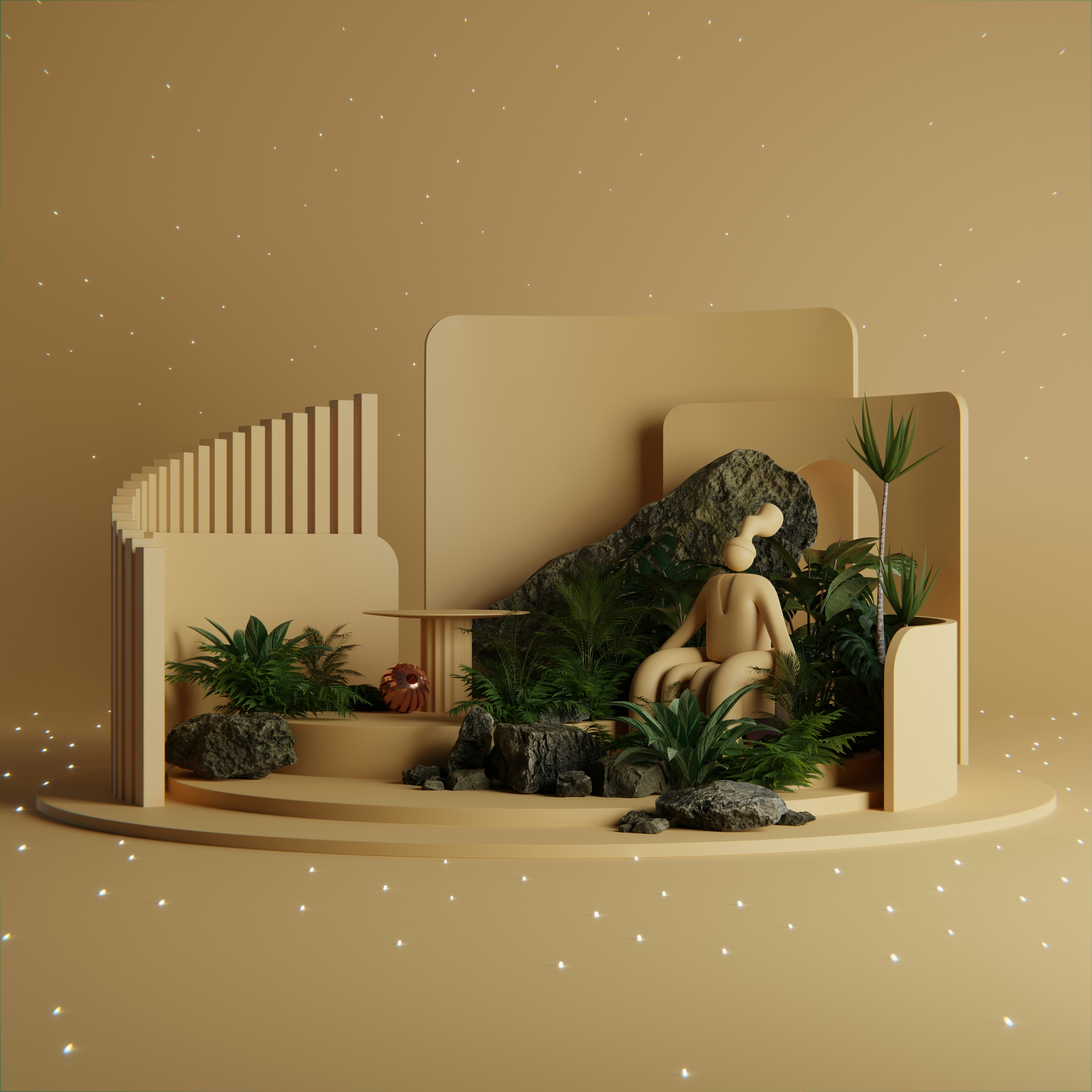 Inspired by Peter Tarka, one color theme composition.