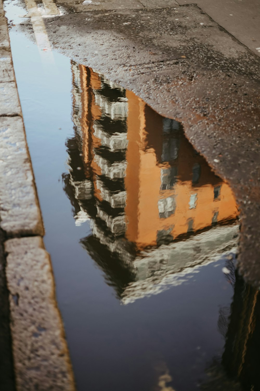 a building in a puddle