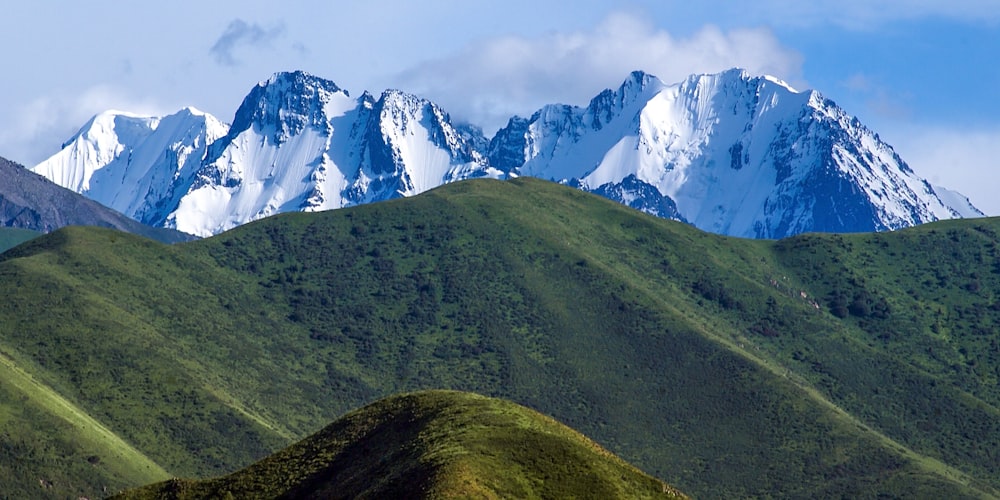 a mountain range with snow