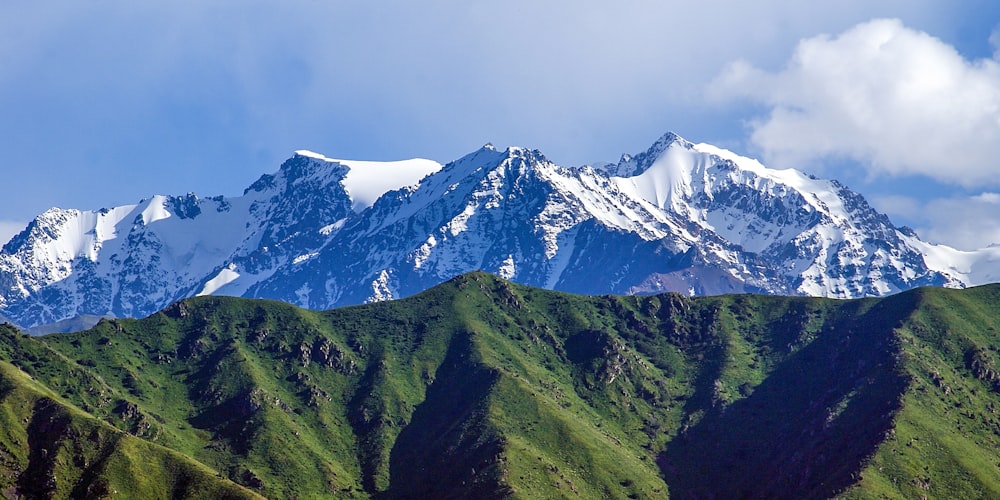 a mountain range with snow