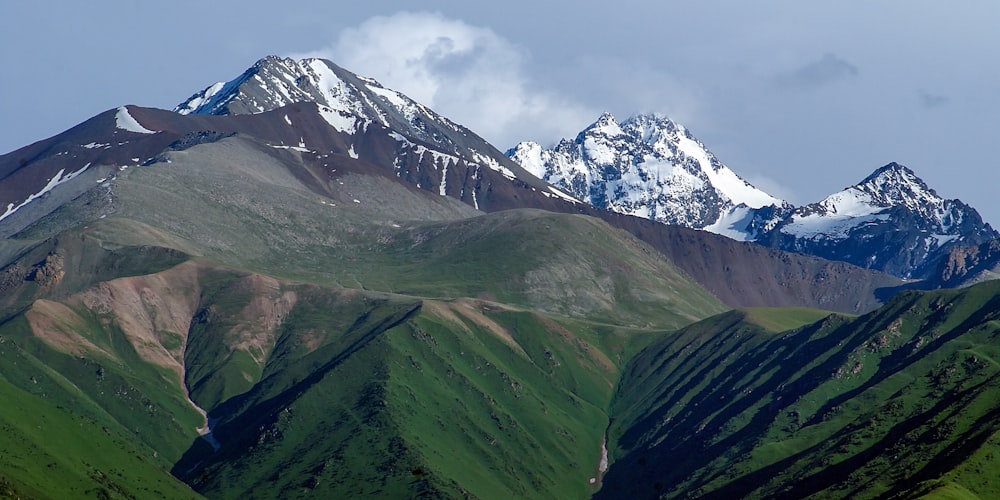 a mountain range with snow