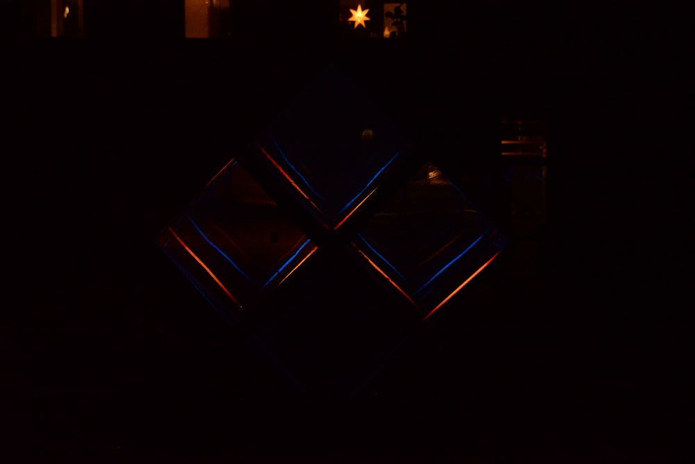 a blue and red light