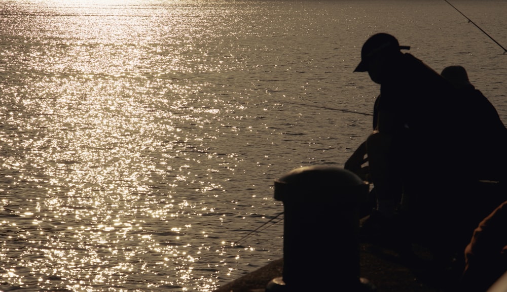 a person fishing on a boat