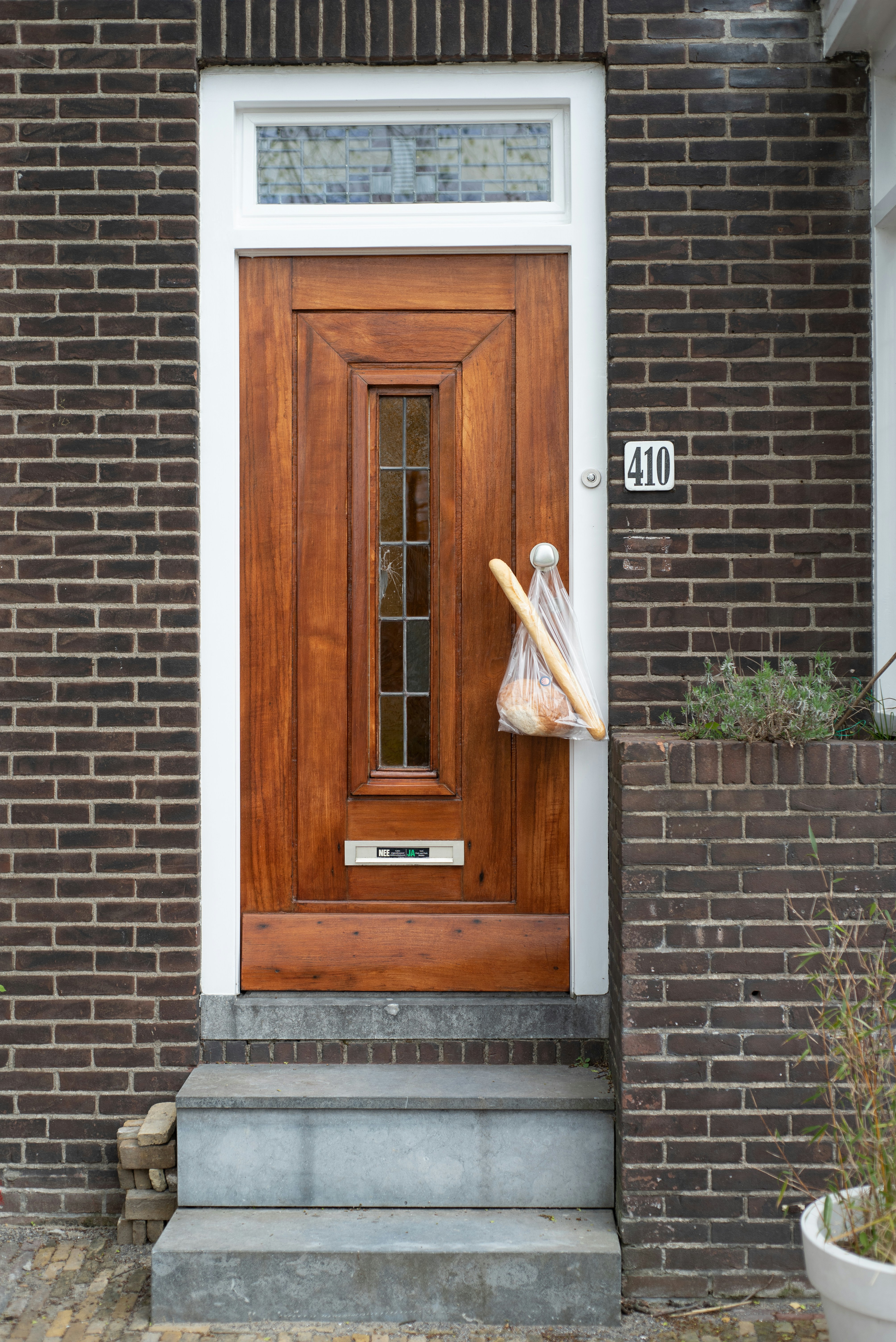 a door with a bag from it