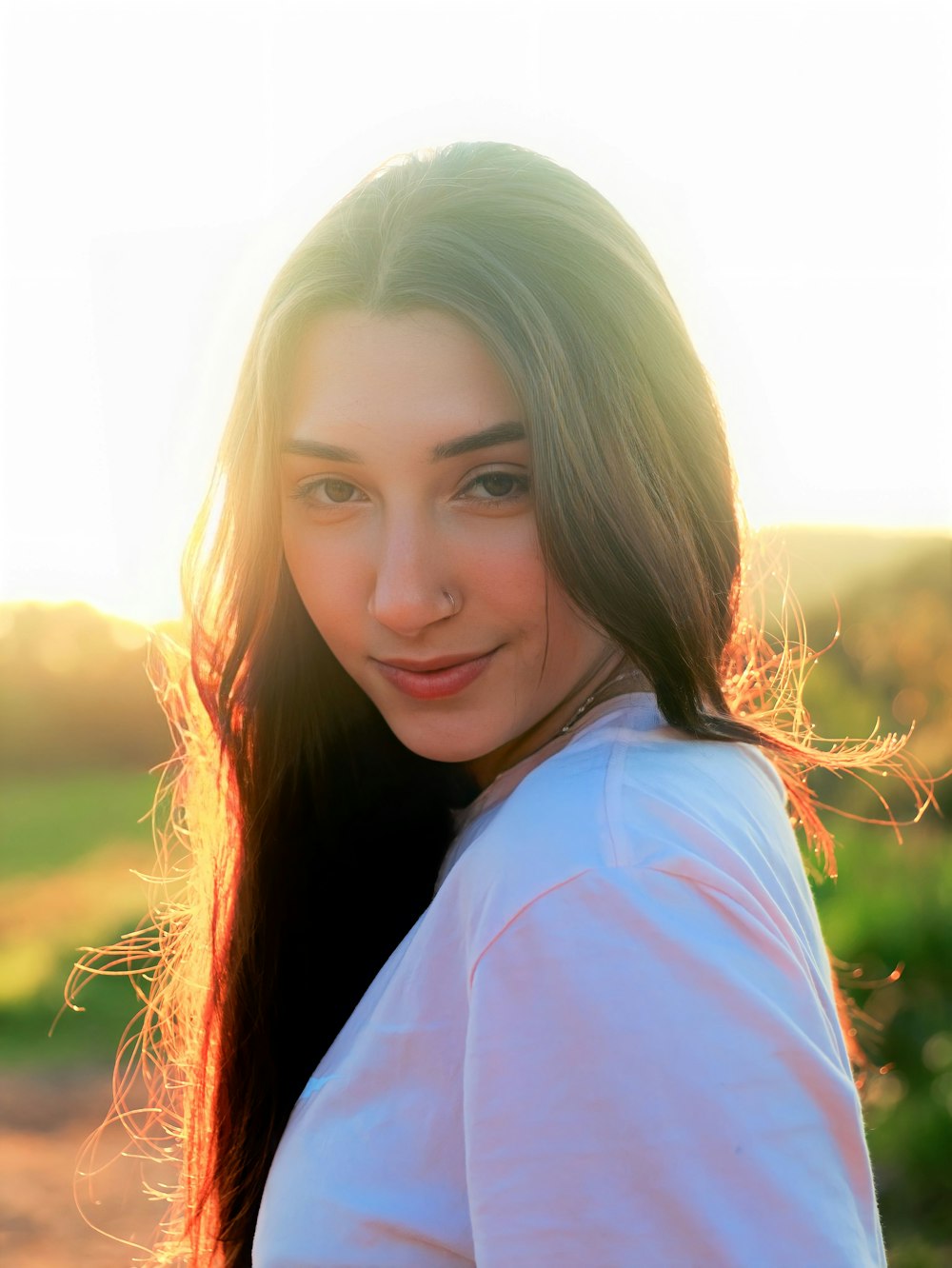 a woman with long hair