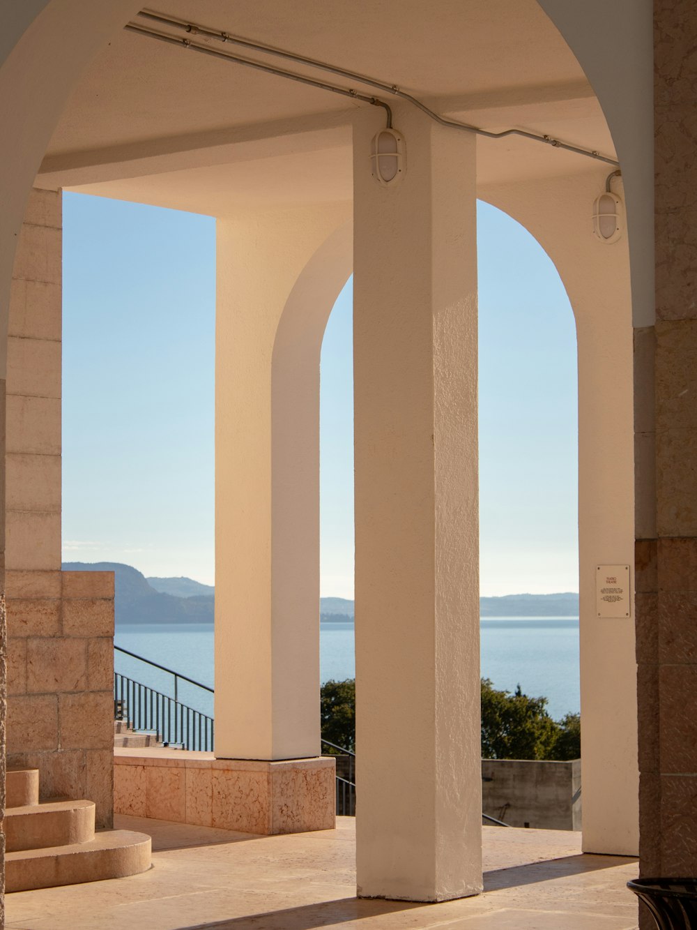 a view of the ocean through a window