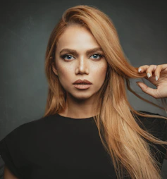 a woman with long hair