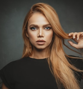 a woman with long hair