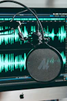 A screen showing an audio signal with a microphone