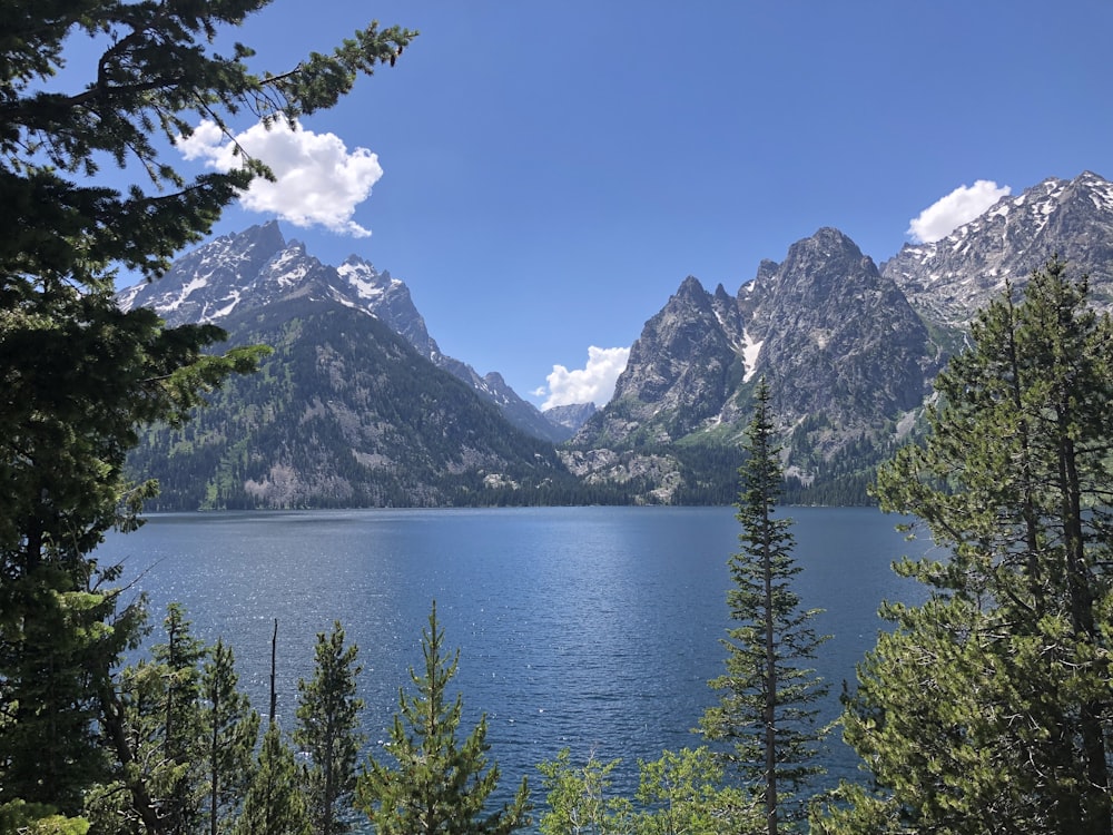 a lake surrounded by mountains