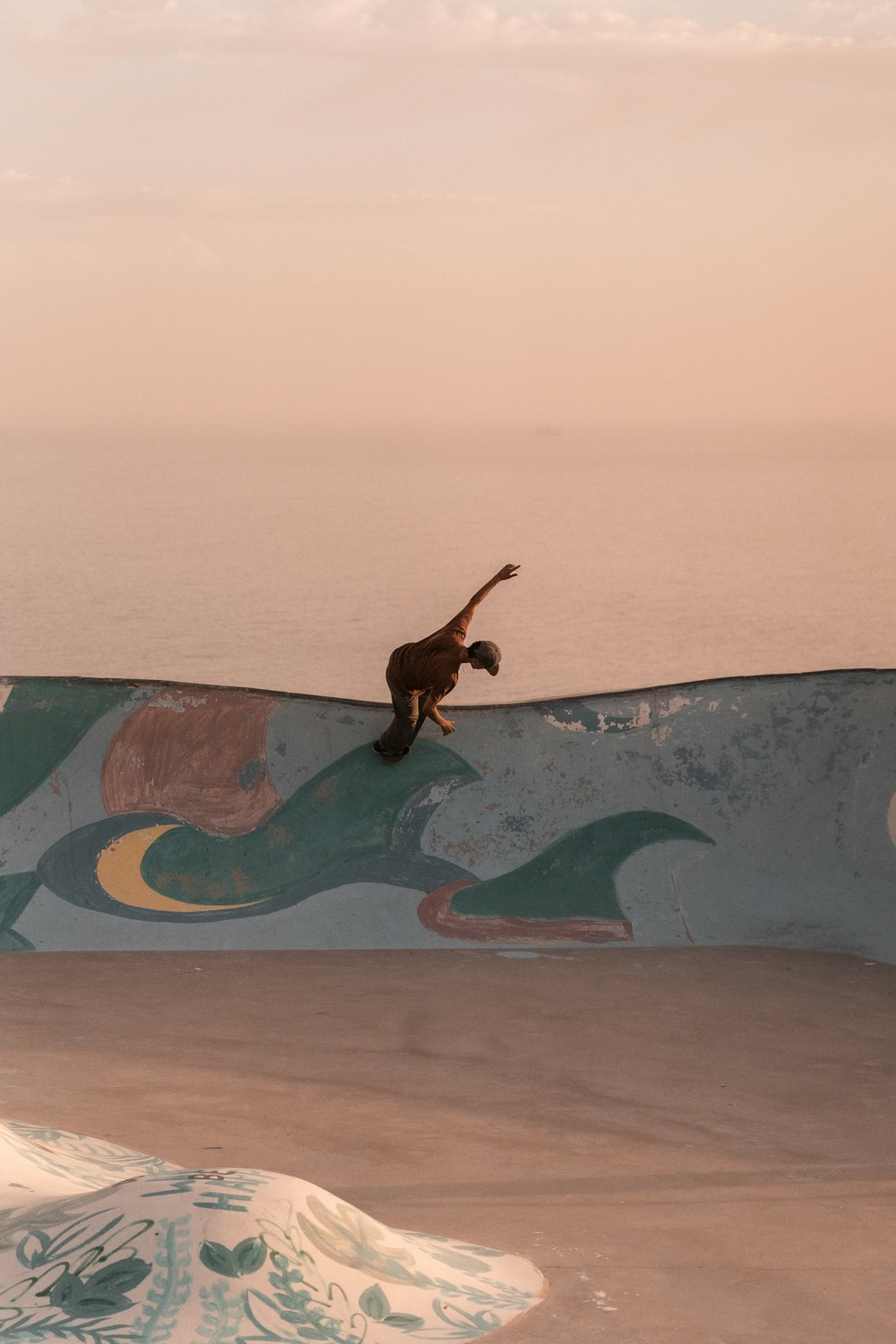 a man jumping off a wall