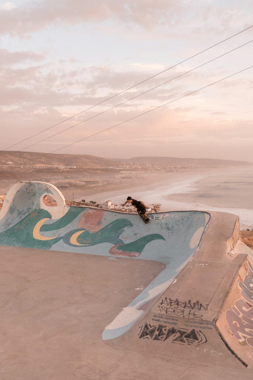 a person jumping on a skateboard