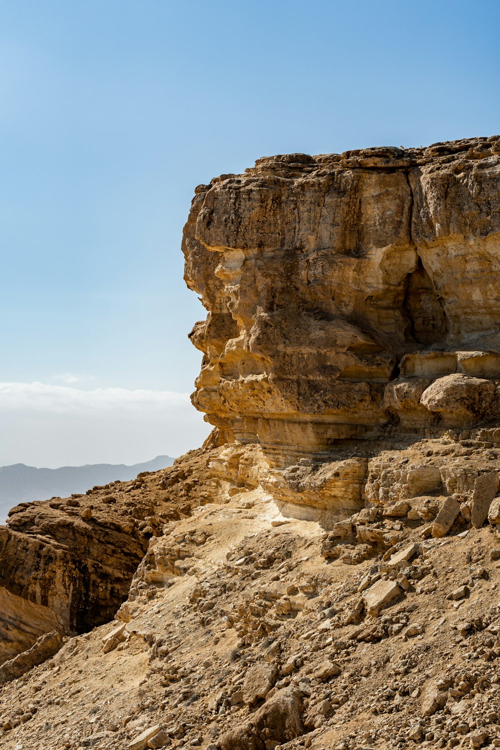 a large rock cliff