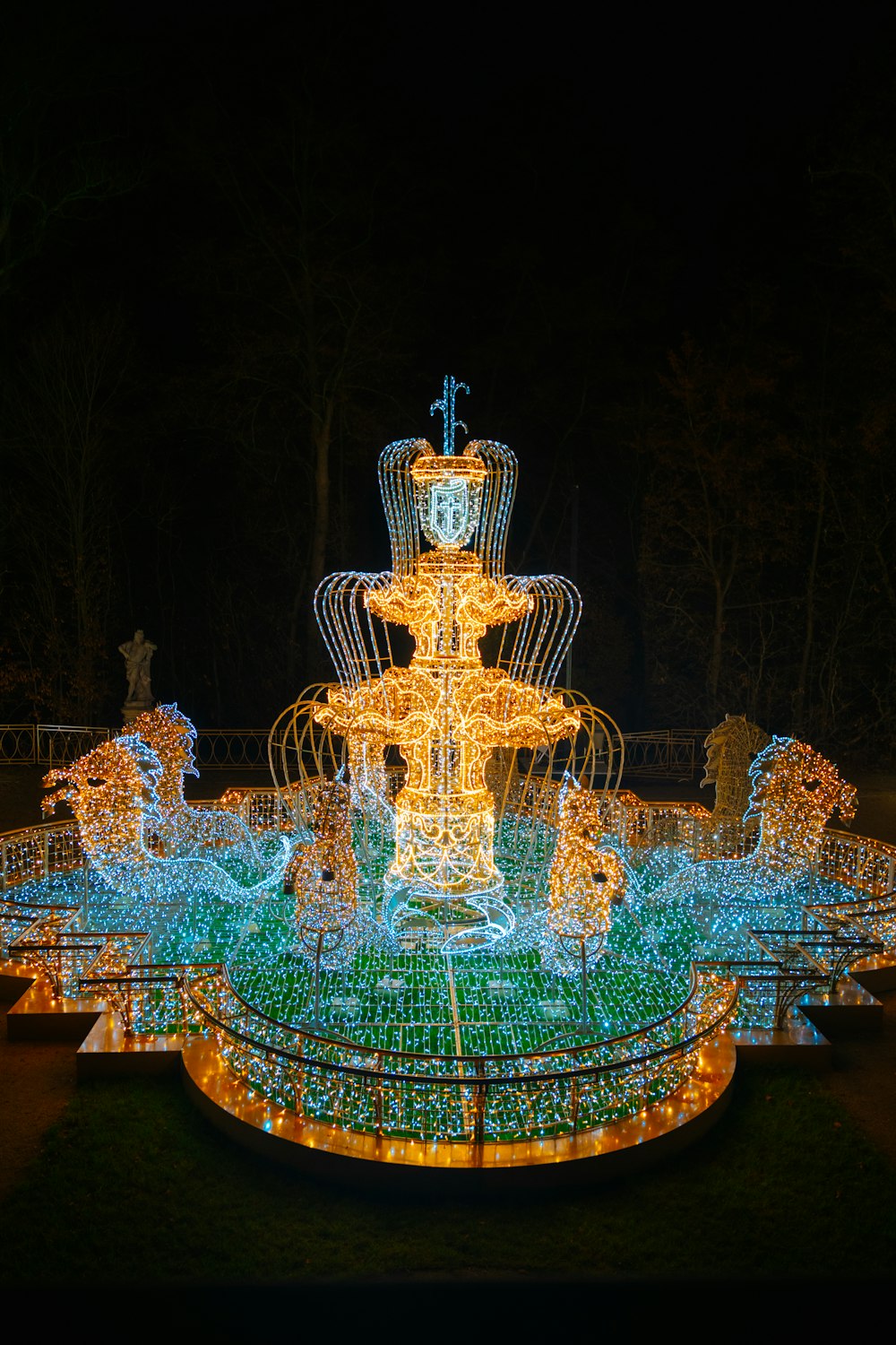 a fountain with water shooting up