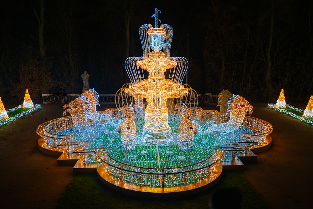 a fountain with water shooting up