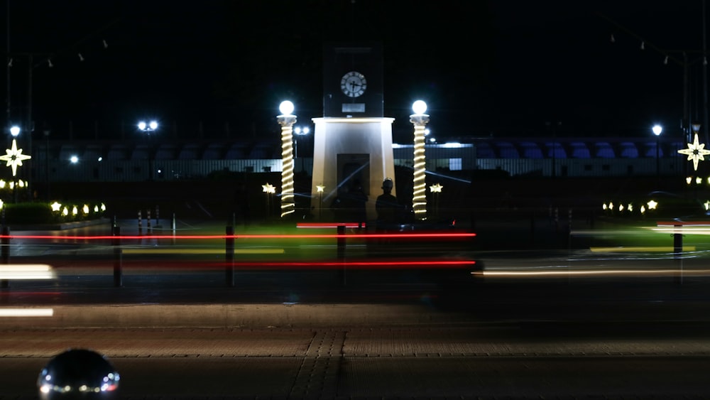 a clock tower at night