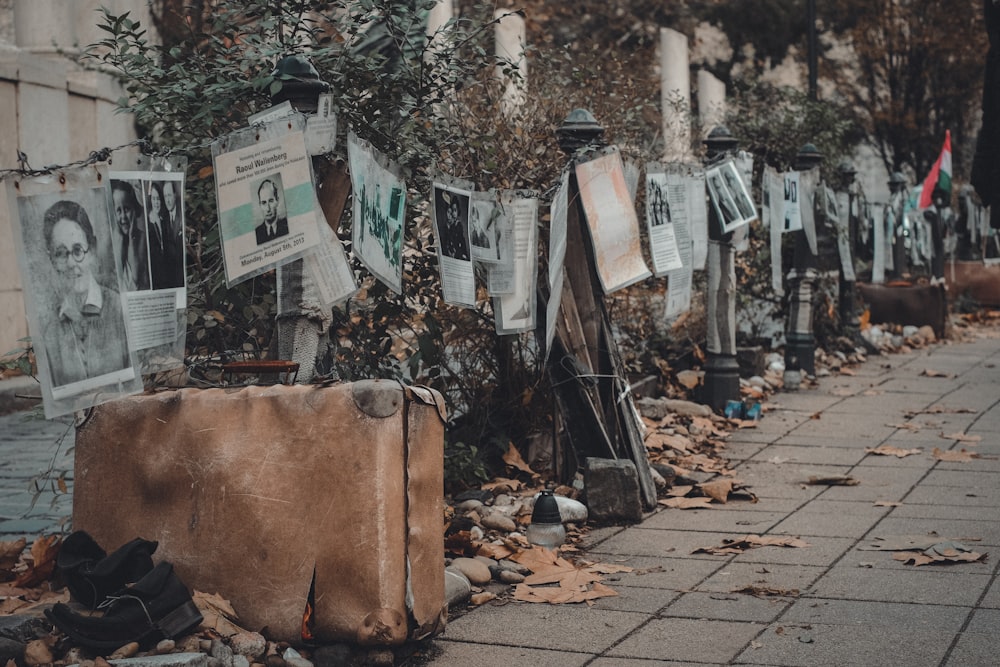 a wall covered in posters