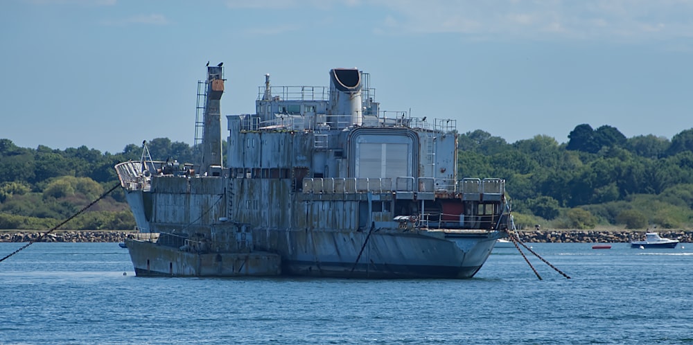 a large ship in the water