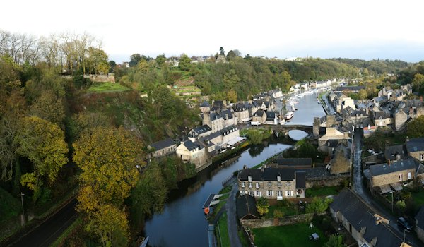 The Rance valley and the old port from above — Dinan, France