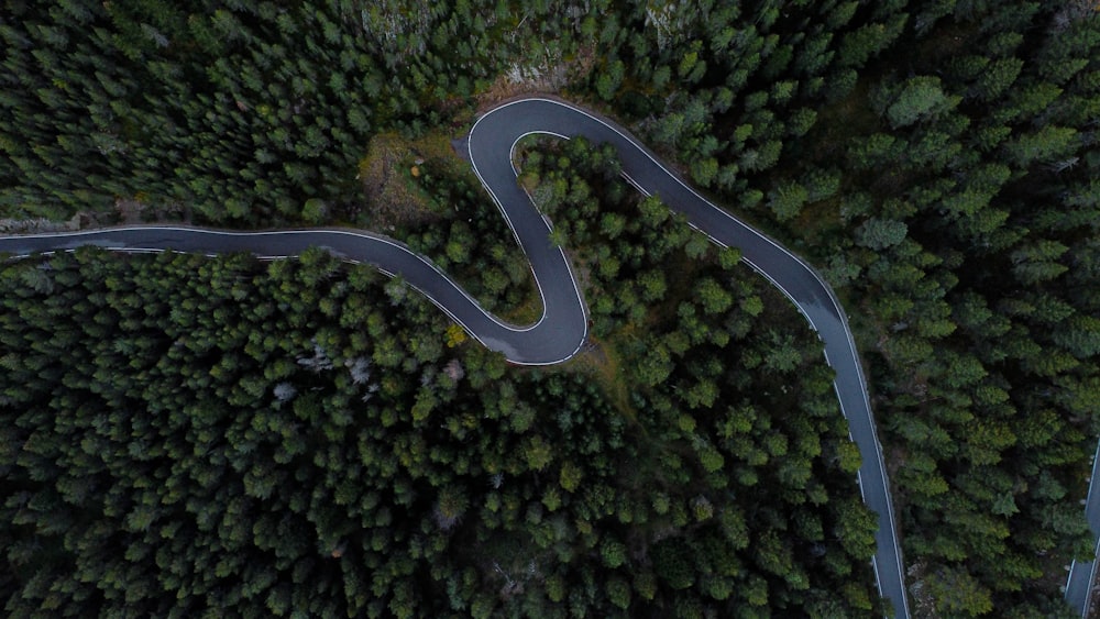 a road with a curved road