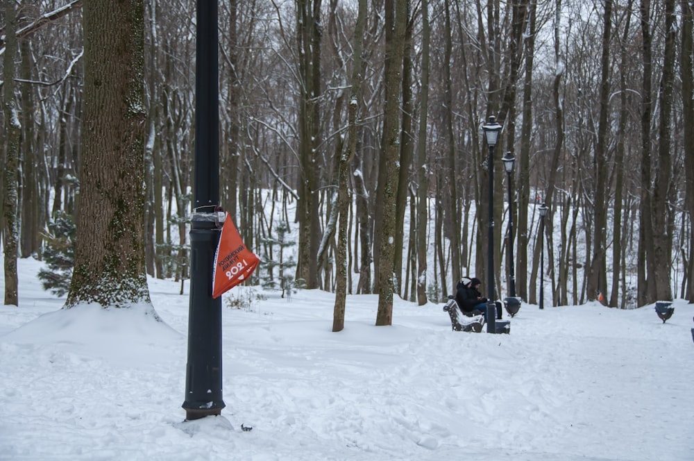 a person sitting on a snowboard in a snowy area